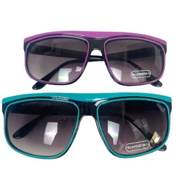 Retro Oversized 80's Style Purple and Green (read) Polarized Sunglasses Lot of 2 - Picture 1 of 13